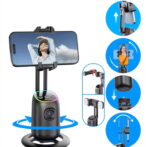 P05 Auto Face Tracker, Auto Face Tracking Phone Holder, 360°Rotation Motion Sensor Track Moving Tripod